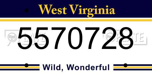 5570728 West Virginia License Plate