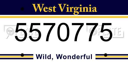 5570775 West Virginia License Plate