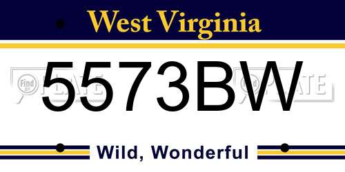 5573BW West Virginia License Plate
