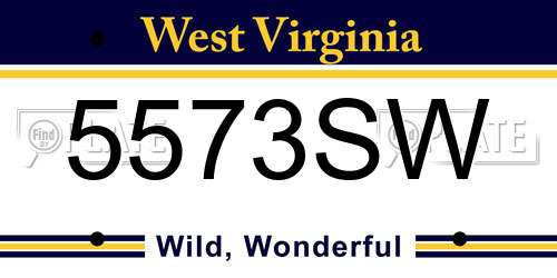 5573SW West Virginia License Plate