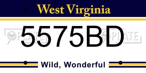 5575BD West Virginia License Plate
