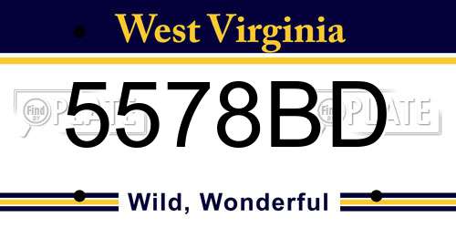 5578BD West Virginia License Plate