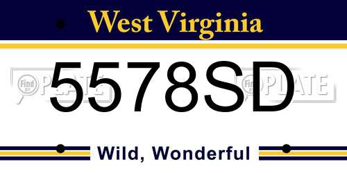 5578SD West Virginia License Plate