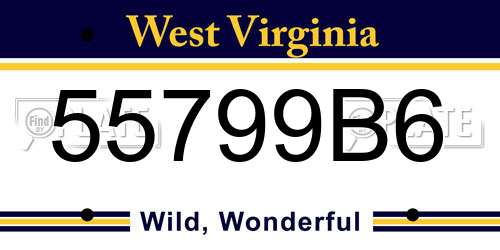 55799B6 West Virginia License Plate