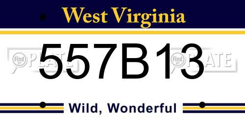 557B13 West Virginia License Plate