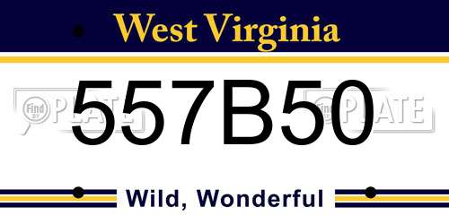 557B50 West Virginia License Plate