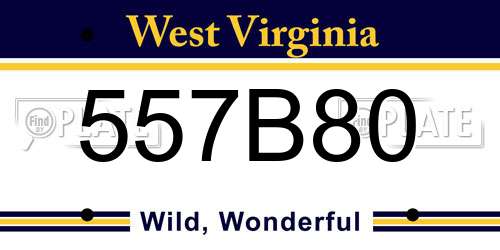 557B80 West Virginia License Plate