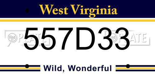 557D33 West Virginia License Plate