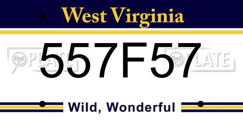 557F57 West Virginia License Plate