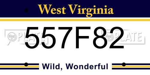 557F82 West Virginia License Plate