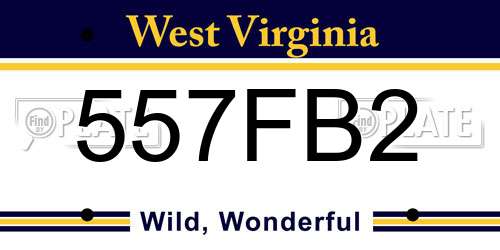 557FB2 West Virginia License Plate