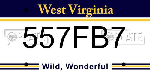 557FB7 West Virginia License Plate