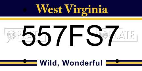 557FS7 West Virginia License Plate