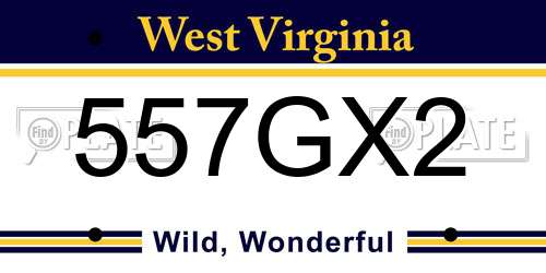557GX2 West Virginia License Plate