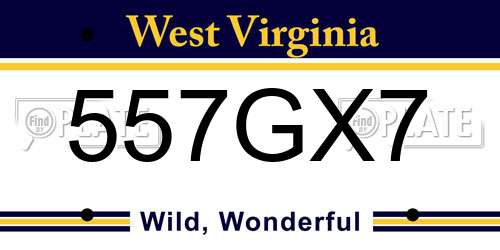 557GX7 West Virginia License Plate
