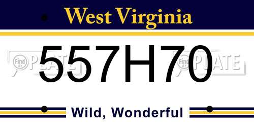 557H70 West Virginia License Plate
