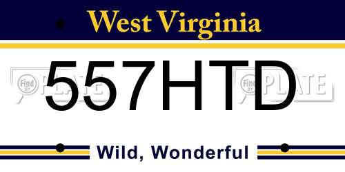 557HTD West Virginia License Plate