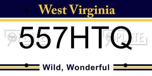 557HTQ West Virginia License Plate
