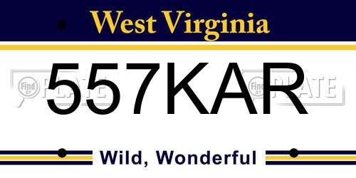 557KAR West Virginia License Plate