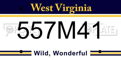 557M41 West Virginia License Plate