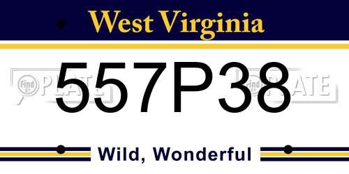 557P38 West Virginia License Plate