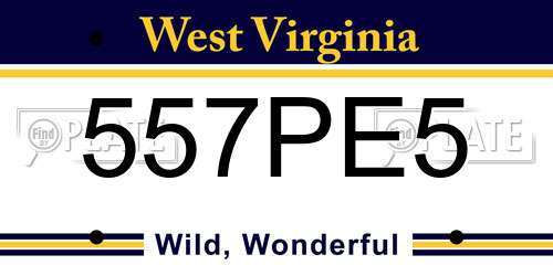 557PE5 West Virginia License Plate
