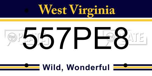 557PE8 West Virginia License Plate