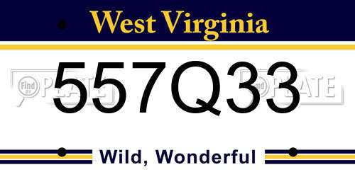 557Q33 West Virginia License Plate
