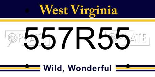 557R55 West Virginia License Plate