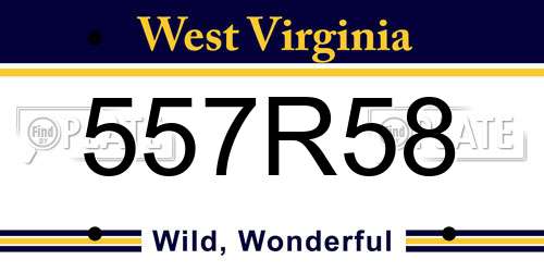 557R58 West Virginia License Plate