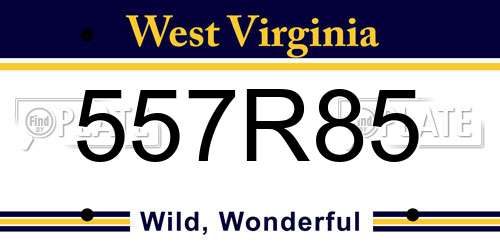 557R85 West Virginia License Plate