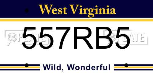557RB5 West Virginia License Plate