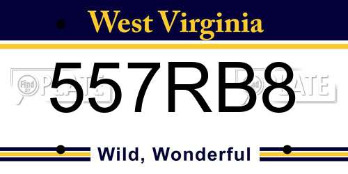 557RB8 West Virginia License Plate