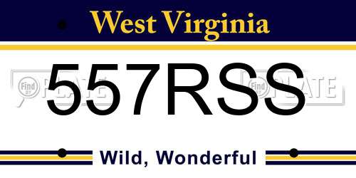 557RSS West Virginia License Plate