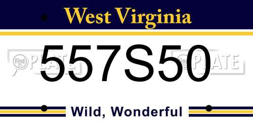 557S50 West Virginia License Plate