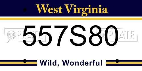 557S80 West Virginia License Plate