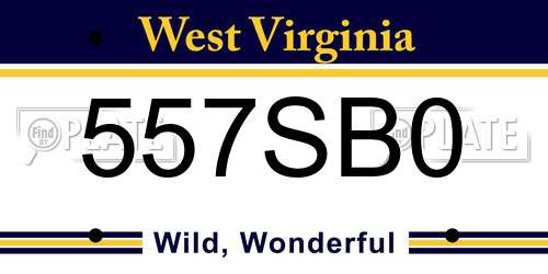 557SB0 West Virginia License Plate