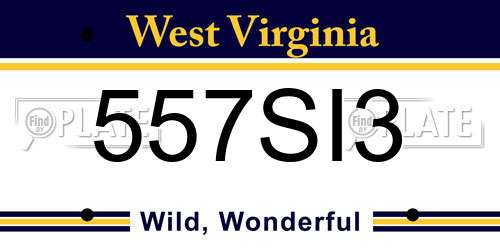 557SI3 West Virginia License Plate