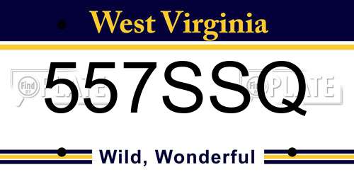 557SSQ West Virginia License Plate
