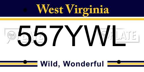 557YWL West Virginia License Plate