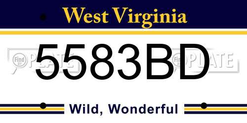 5583BD West Virginia License Plate