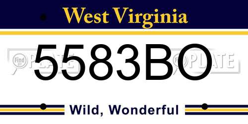 5583BO West Virginia License Plate