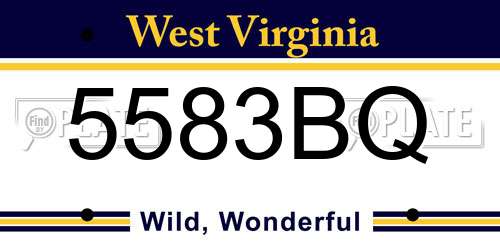 5583BQ West Virginia License Plate