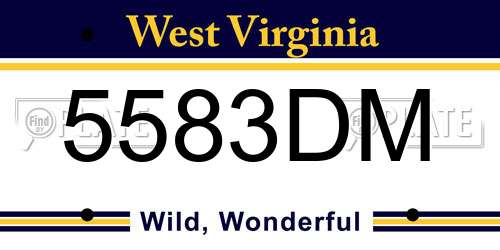 5583DM West Virginia License Plate