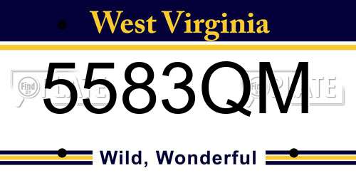 5583QM West Virginia License Plate