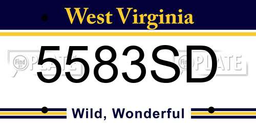 5583SD West Virginia License Plate