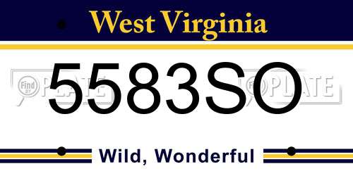 5583SO West Virginia License Plate