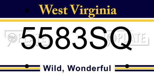 5583SQ West Virginia License Plate