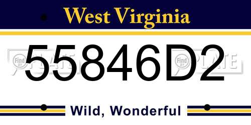 55846D2 West Virginia License Plate