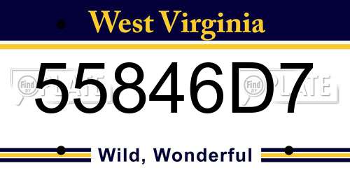 55846D7 West Virginia License Plate